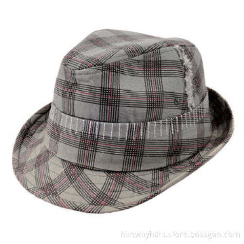 2012 New Style Men's Stripe Fedora/Trilby Hat with Self Band and Button Trim